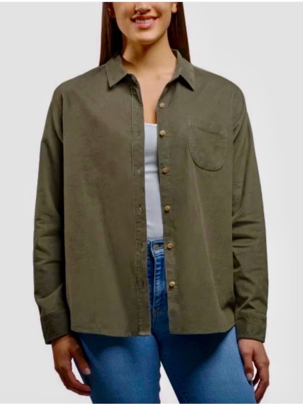 NWT JACHS GIRLFRIEND Olive Green Corduroy Shacket Oversized XXL